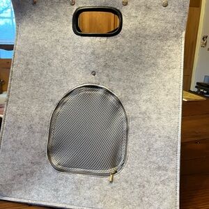 Gray Felt Tote with Mesh Pocket
